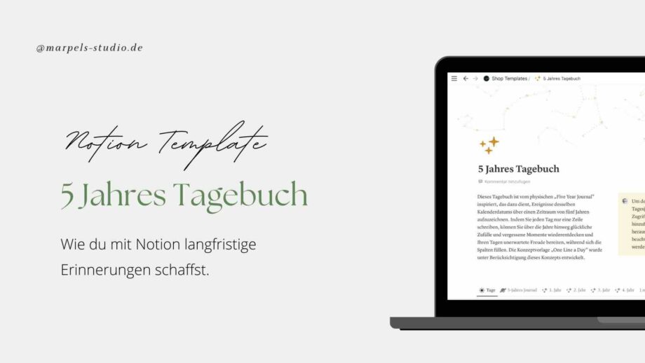 Notion Template - 5 Jahres Tagebuch