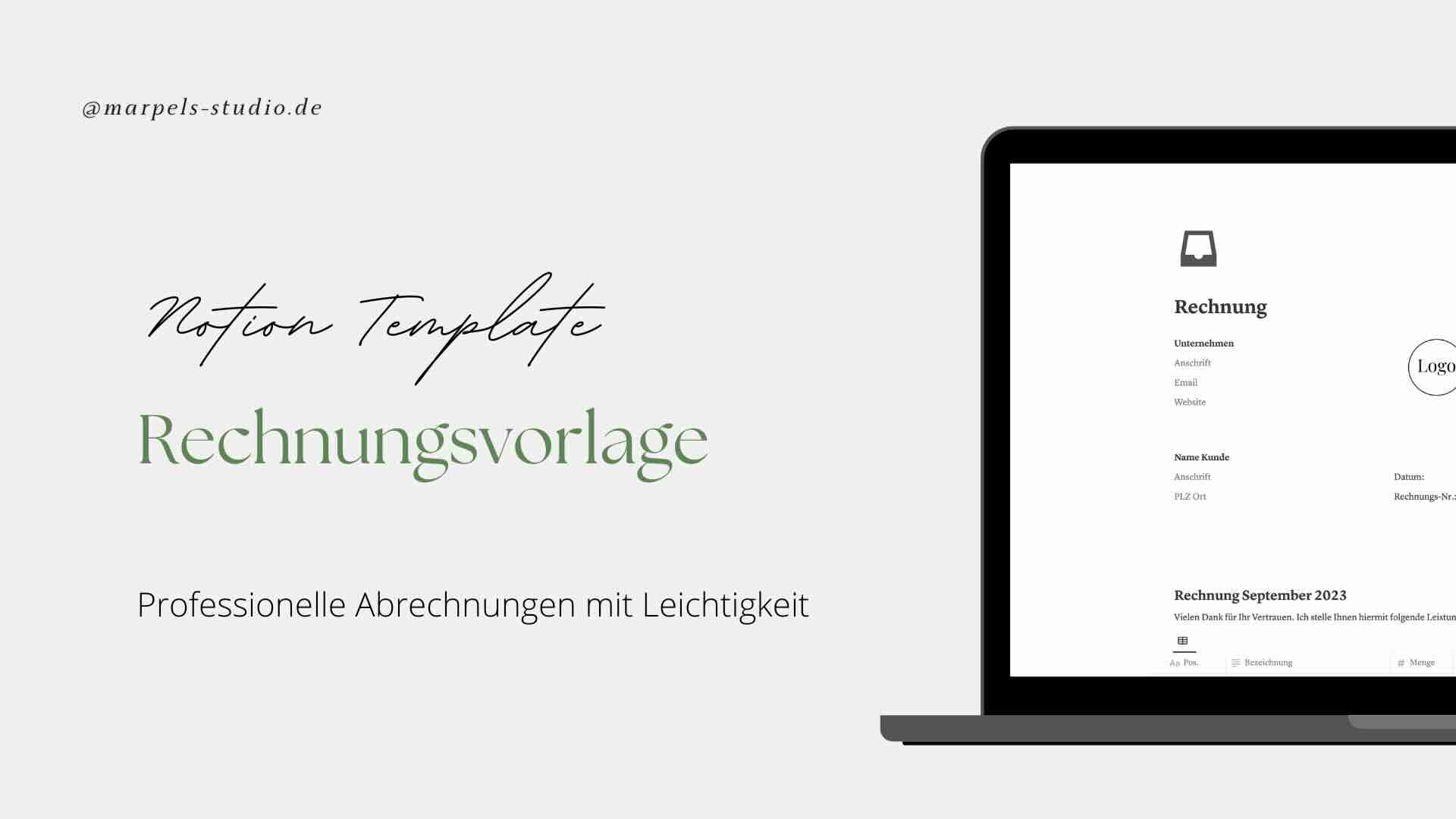 Notion Template – Rechnungen: Professionelle Abrechnungen mit Leichtigkeit