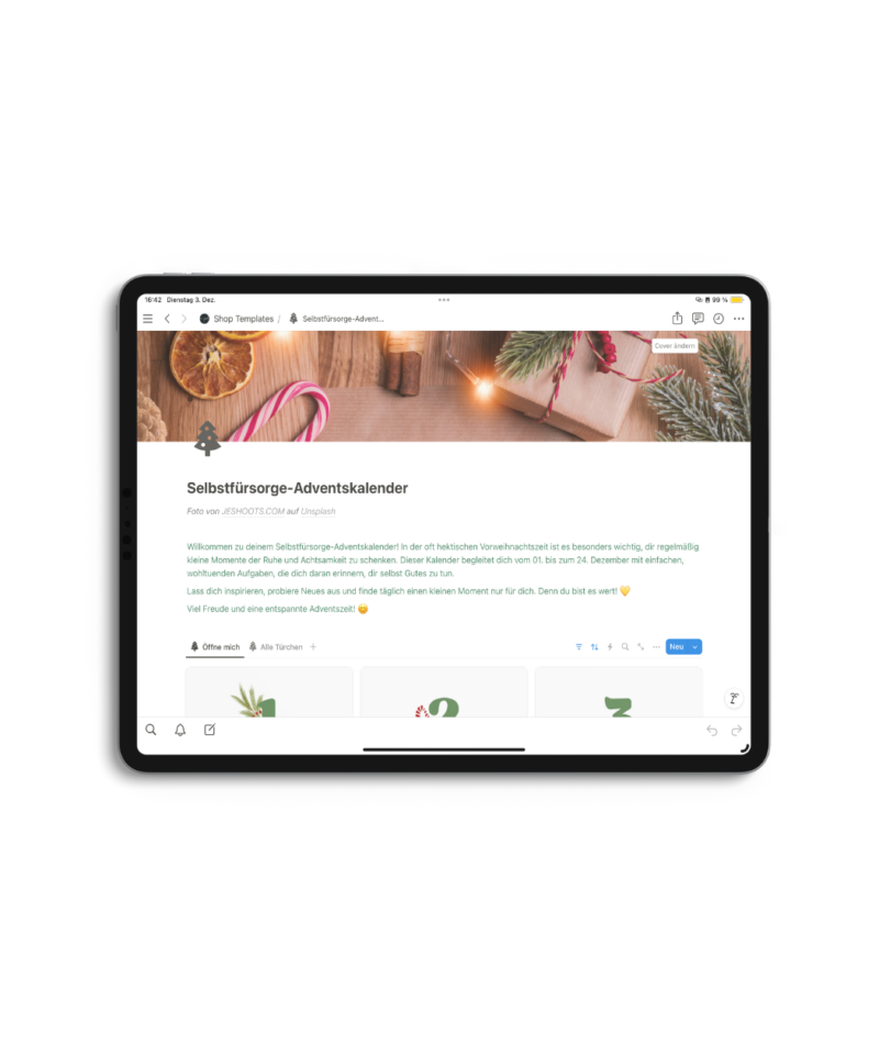 Notion Template - Digitaler Adventskalender